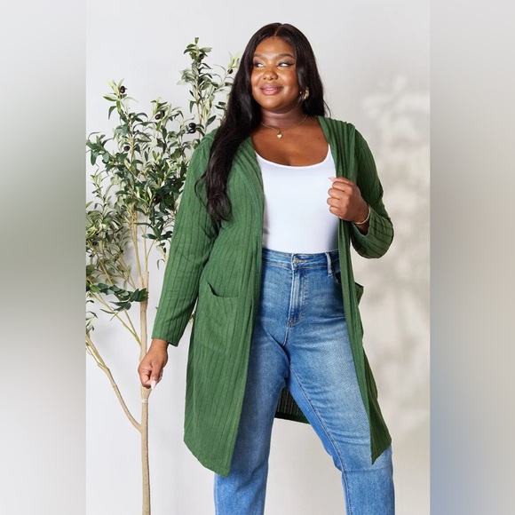 Basic Bae Full Size Ribbed Open Front Long Sleeve Cardigan - Picture 9 of 15